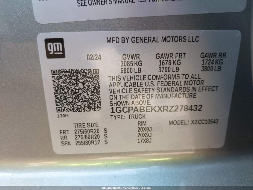 2024 Chevrolet Silverado 1500 2Wd Short Bed Custom VIN: 1GCPABEKXRZ278432 Lot: 43936825