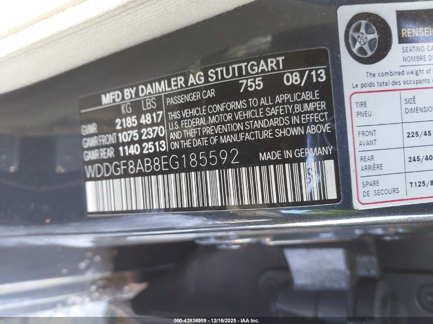 2014 Mercedes-Benz C 300 Sport 4Matic VIN: WDDGF8AB8EG185592 Lot: 43936909