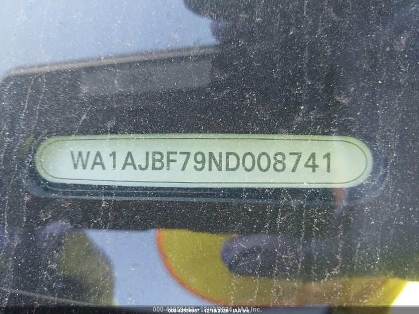 2022 Audi Q7 Premium 45 Tfsi Quattro Tiptronic VIN: WA1AJBF79ND008741 Lot: 43936957