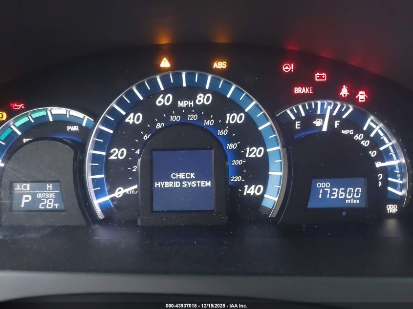 2012 Toyota Camry Hybrid Xle VIN: 4T1BD1FK3CU048595 Lot: 43937018