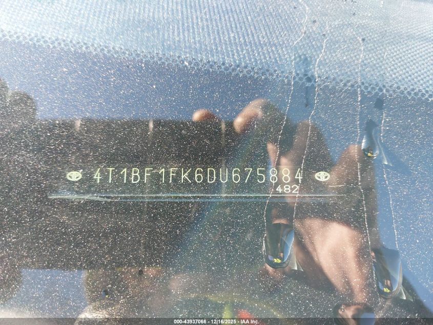 2013 Toyota Camry Se VIN: 4T1BF1FK6DU675884 Lot: 43937066