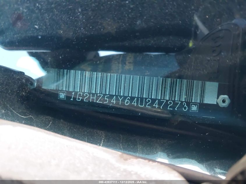 2004 Pontiac Bonneville Gxp VIN: 1G2HZ54Y64U247273 Lot: 43937111