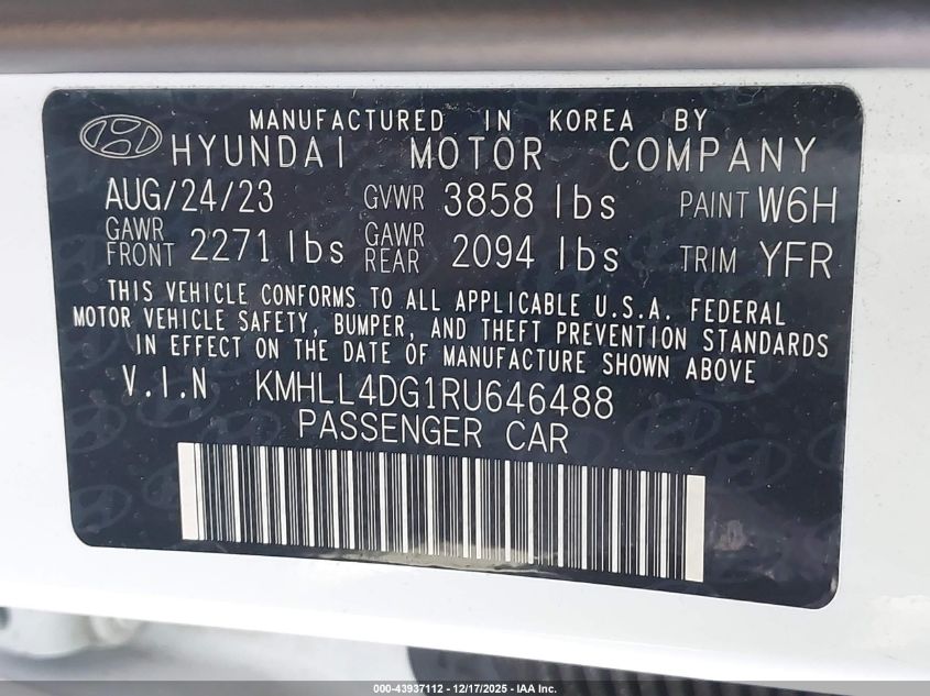 2024 Hyundai Elantra Se VIN: KMHLL4DG1RU646488 Lot: 43937112