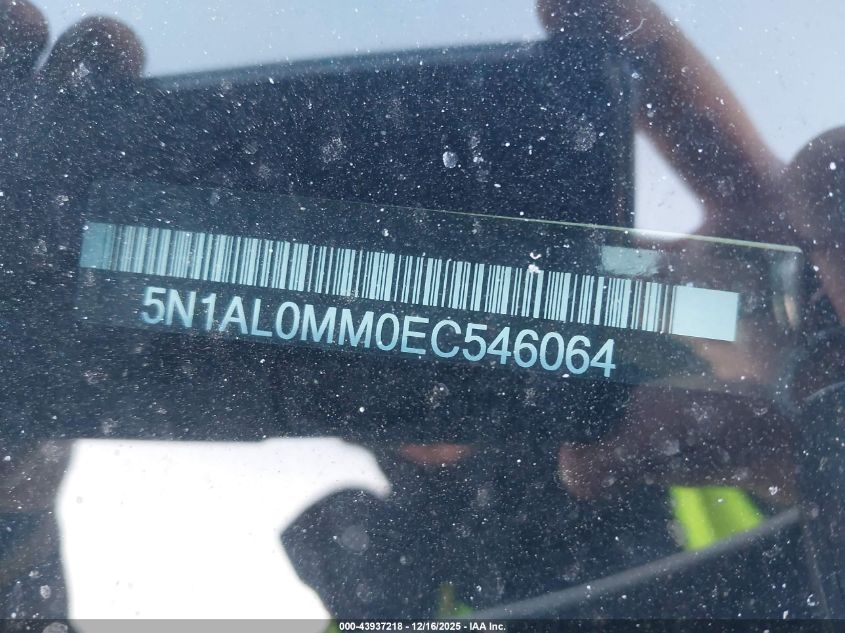 2014 Infiniti Qx60 VIN: 5N1AL0MM0EC546064 Lot: 43937218