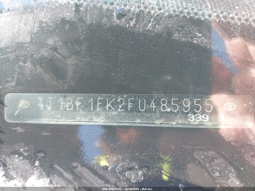 2015 Toyota Camry Se VIN: 4T1BF1FK2FU485955 Lot: 43937223