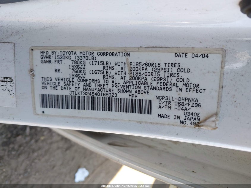 JTLKT324540169023 2004 SCION XB photo no. 9