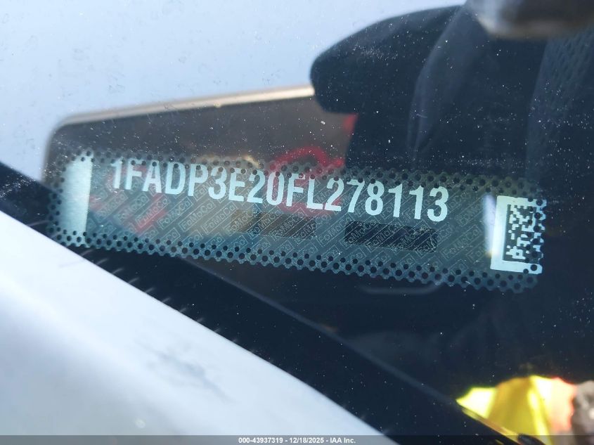 2015 Ford Focus S VIN: 1FADP3E20FL278113 Lot: 43937319