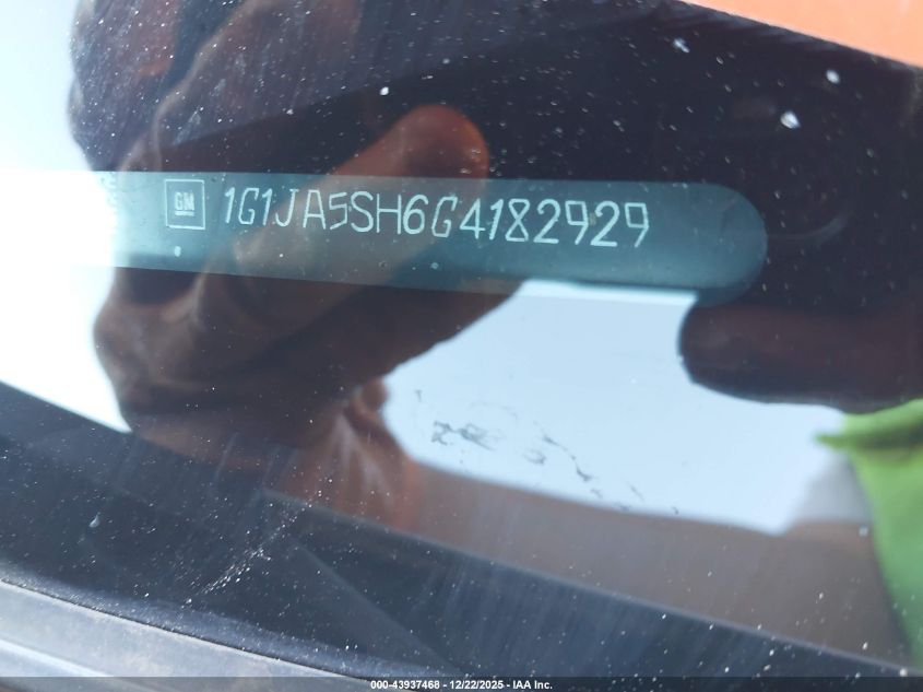 2016 Chevrolet Sonic Ls Auto VIN: 1G1JA5SH6G4182929 Lot: 43937468