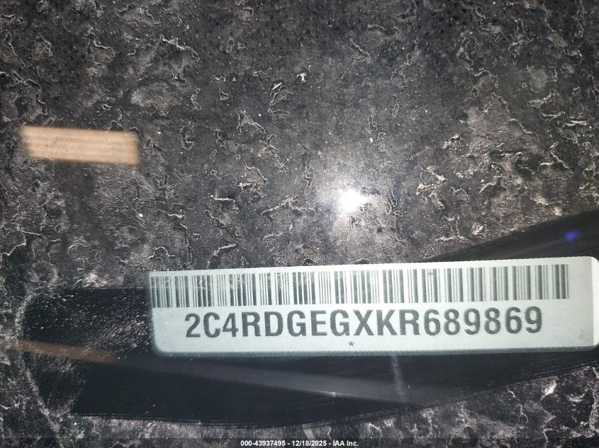 2019 Dodge Grand Caravan Gt VIN: 2C4RDGEGXKR689869 Lot: 43937495