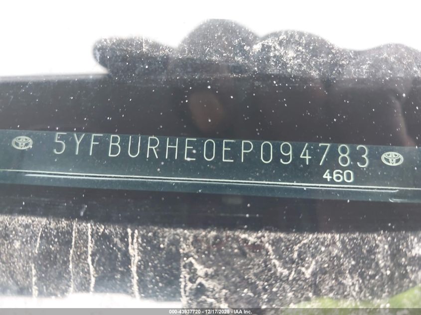 2014 Toyota Corolla Le VIN: 5YFBURHE0EP094783 Lot: 43937720
