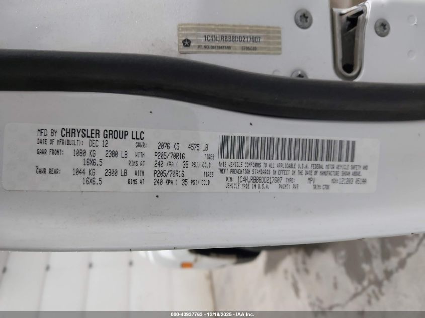 2013 Jeep Patriot Sport VIN: 1C4NJRBB8DD217607 Lot: 43937763