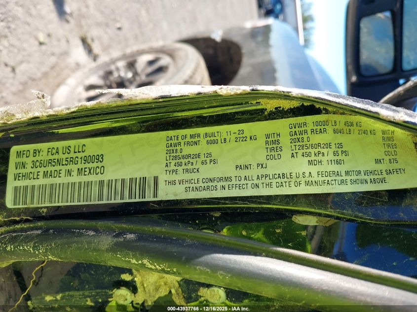 2024 Ram 2500 Laramie Crew Cab 4X4 6'4 Box VIN: 3C6UR5NL5RG190093 Lot: 43937766