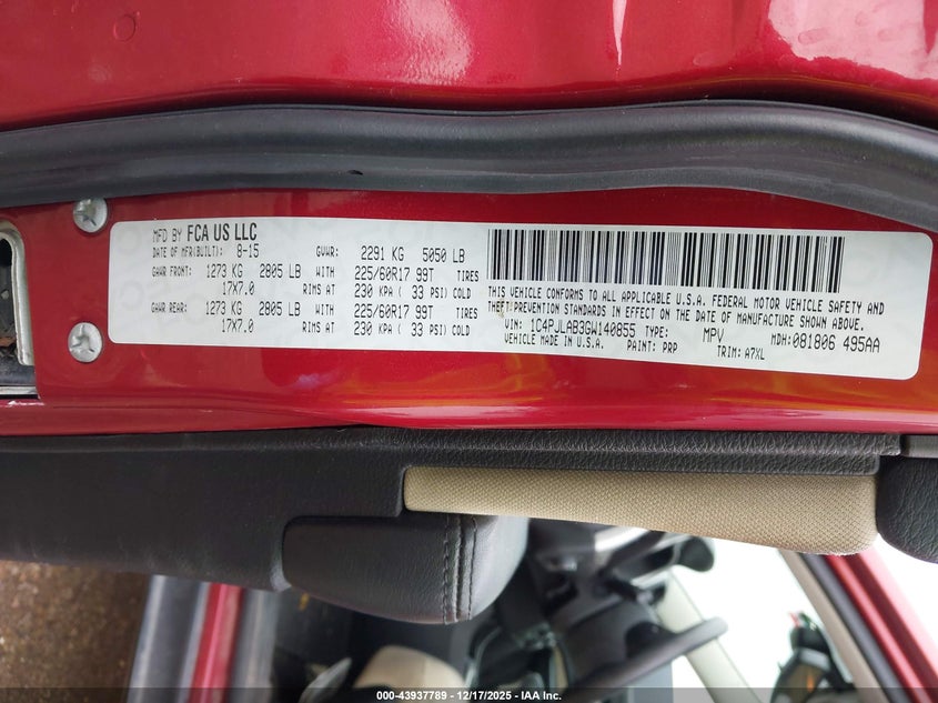1C4PJLAB3GW140855 2016 JEEP CHEROKEE photo no. 9