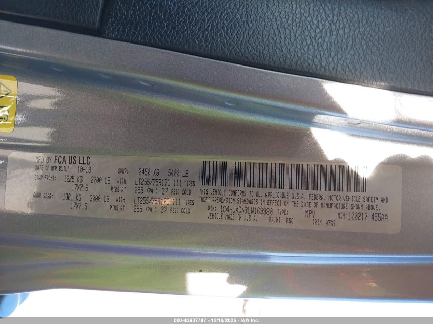 2020 Jeep Wrangler Unlimited Willys 4X4 VIN: 1C4HJXDN3LW169980 Lot: 43937797