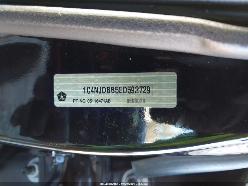 2014 Jeep Compass Sport VIN: 1C4NJDBB5ED592729 Lot: 43937963