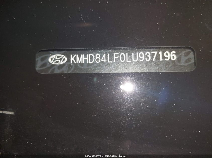 2020 Hyundai Elantra Sel VIN: KMHD84LF0LU937196 Lot: 43938072