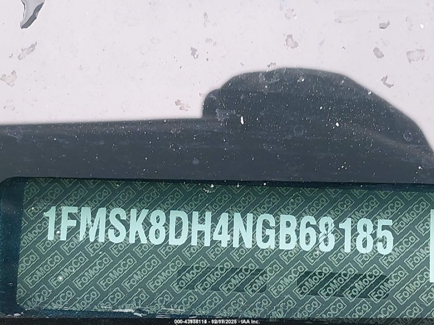 2022 Ford Explorer Xlt VIN: 1FMSK8DH4NGB68185 Lot: 43938114