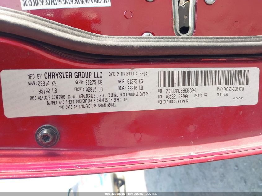 2014 Chrysler 300 VIN: 2C3CCAAG6EH305841 Lot: 43938286