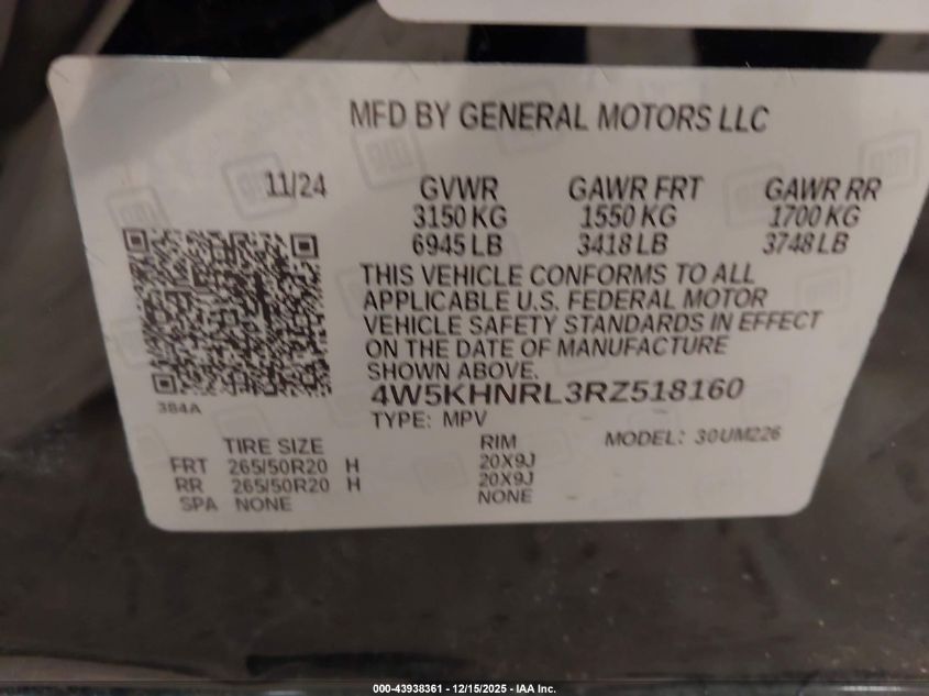 2024 Acura Zdx A-Spec VIN: 4W5KHNRL3RZ518160 Lot: 43938361