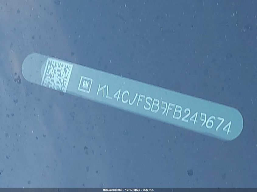 2015 Buick Encore Convenience VIN: KL4CJFSB9FB249674 Lot: 43938369