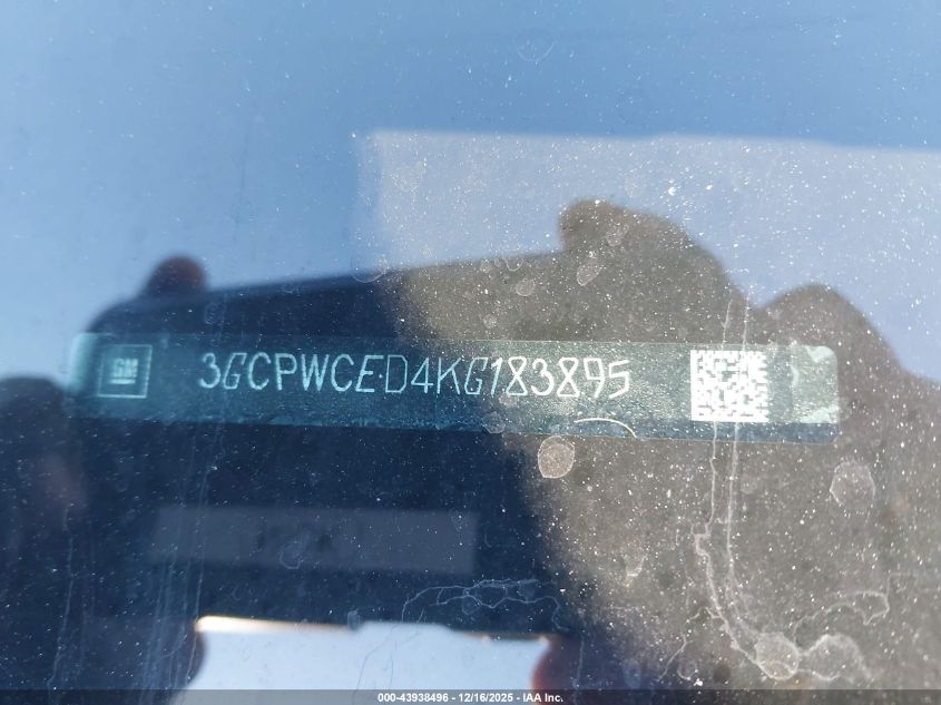 2019 Chevrolet Silverado 1500 Lt VIN: 3GCPWCED4KG183895 Lot: 43938496