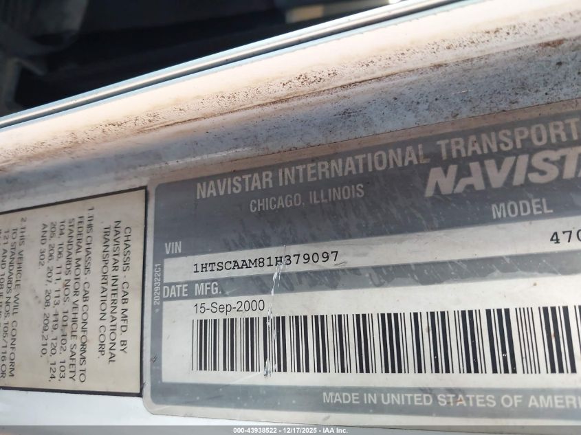 2001 International 4000 4700 VIN: 1HTSCAAM81H379097 Lot: 43938522
