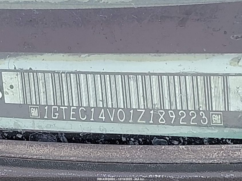 2001 GMC Sierra 1500 Sl VIN: 1GTEC14V01Z189223 Lot: 43938582