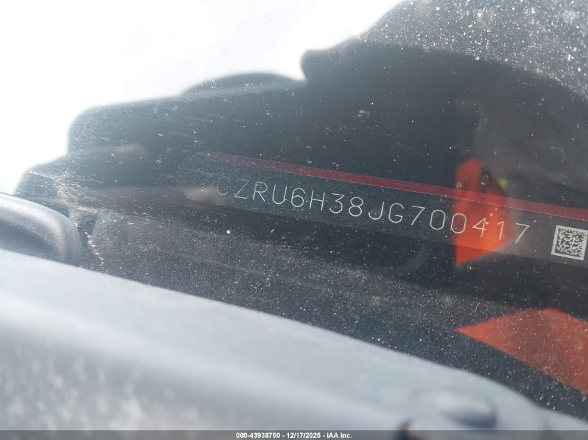 2018 Honda Hr-V Lx VIN: 3CZRU6H38JG700417 Lot: 43938750