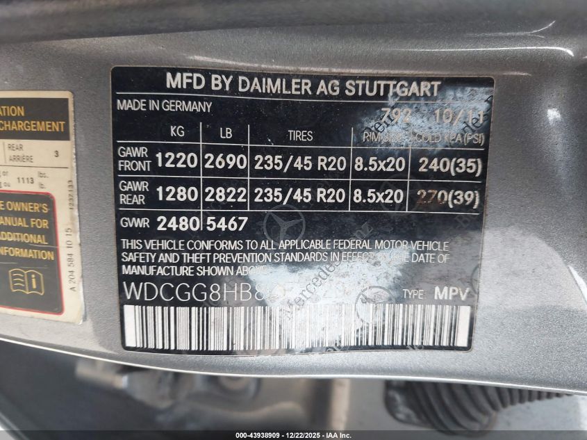 2012 Mercedes-Benz Glk 350 4Matic VIN: WDCGG8HB8CF792084 Lot: 43938909