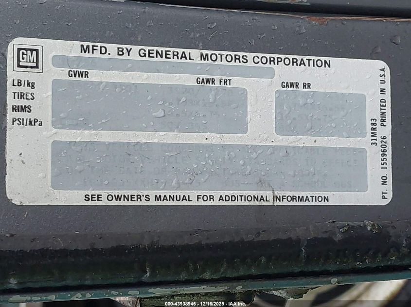 1987 GMC Rally Wagon G3500 VIN: 1GJGG35KXH7504475 Lot: 43938946