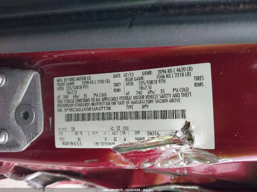 2014 Ford Escape Titanium VIN: 1FMCU0JX0EUA37736 Lot: 43938979