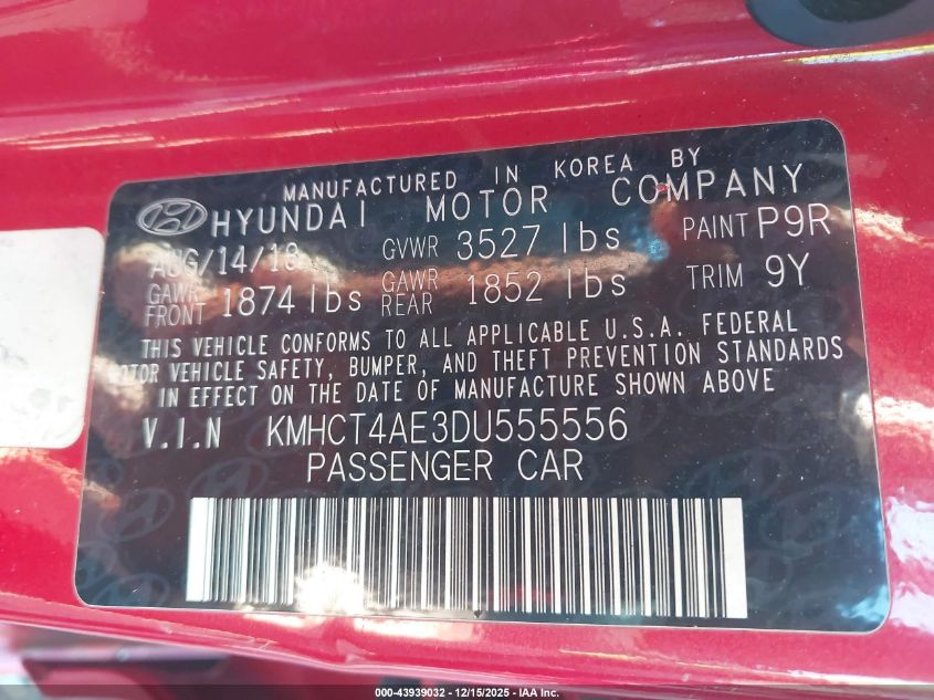 2013 Hyundai Accent Gls VIN: KMHCT4AE3DU555556 Lot: 43939032