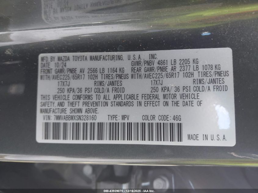 2025 Mazda Cx-50 2.5 S Preferred Package VIN: 7MMVABBMXSN328160 Lot: 43939075