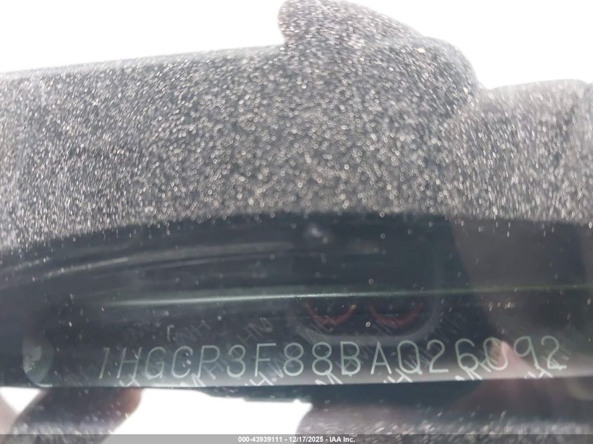 2011 Honda Accord 3.5 Ex-L VIN: 1HGCP3F88BA026092 Lot: 43939111