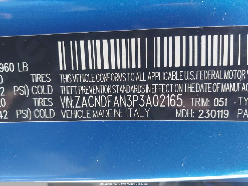 2023 Dodge Hornet Gt Awd VIN: ZACNDFAN3P3A02165 Lot: 43939148