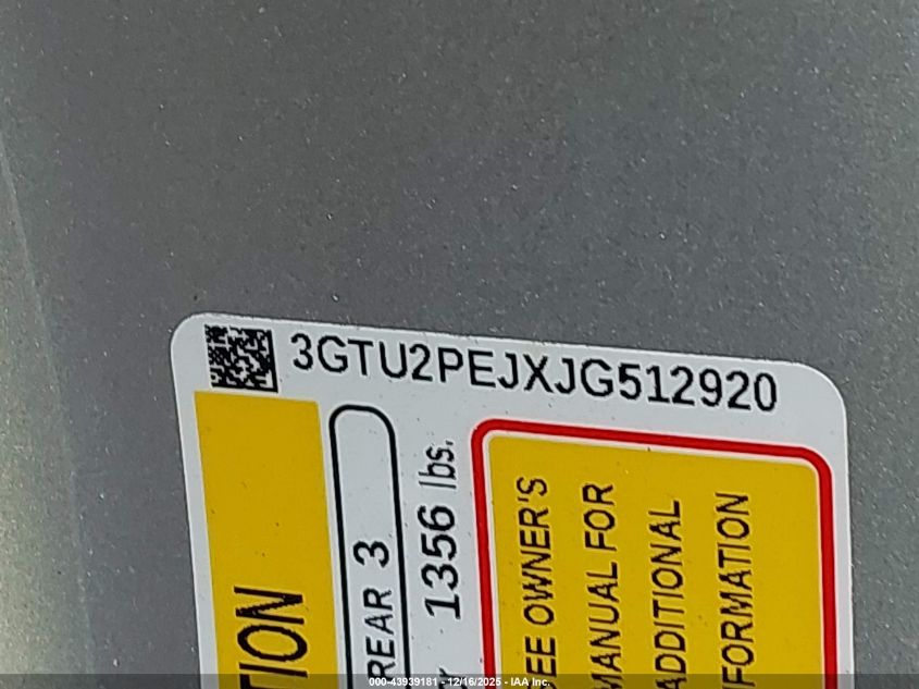2018 GMC Sierra 1500 Denali VIN: 3GTU2PEJXJG512920 Lot: 43939181