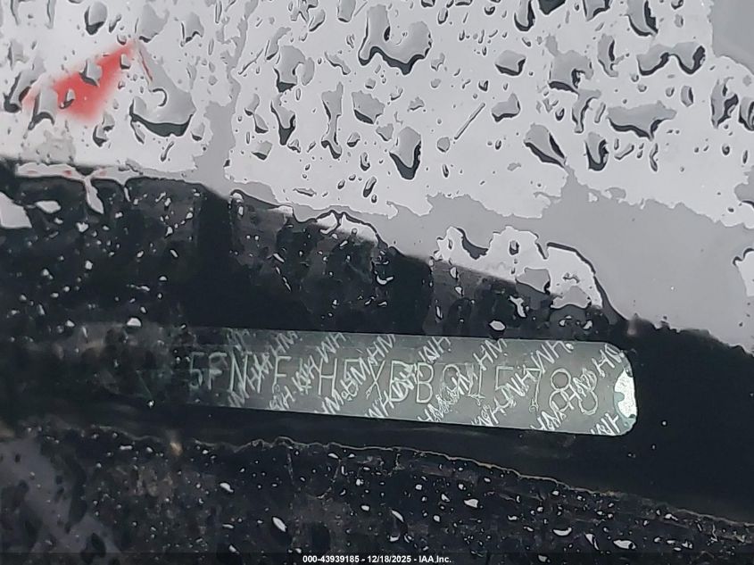 2011 Honda Pilot Ex-L VIN: 5FNYF4H5XBB045783 Lot: 43939185