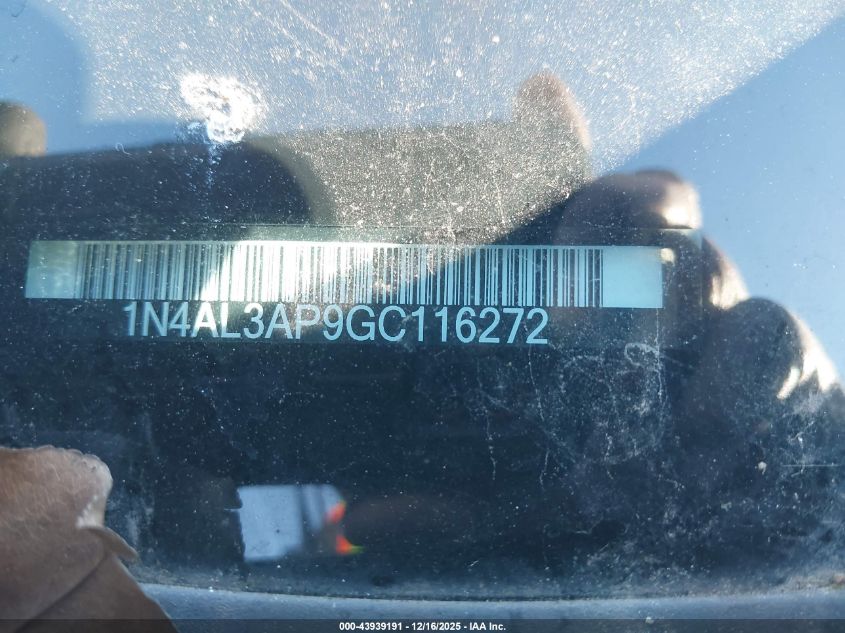 2016 Nissan Altima 2.5 Sv VIN: 1N4AL3AP9GC116272 Lot: 43939191