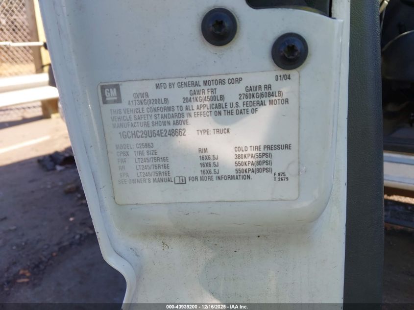 2004 Chevrolet Silverado 2500Hd Work Truck VIN: 1GCHC29U64E248662 Lot: 43939200