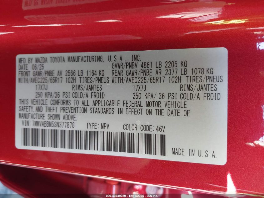 2025 Mazda Cx-50 2.5 S Preferred Package VIN: 7MMVABBM5SN377878 Lot: 43939229