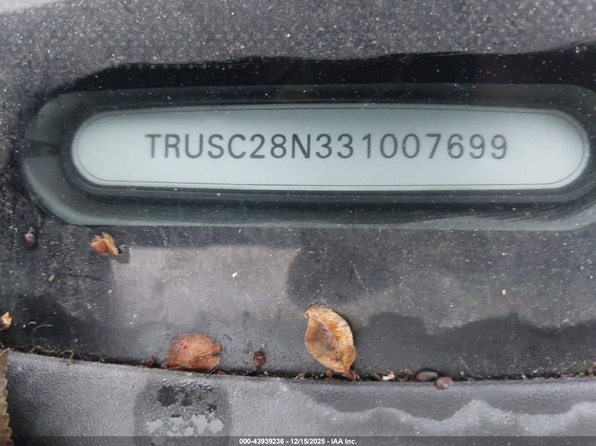 2003 Audi Tt 1.8L VIN: TRUSC28N331007699 Lot: 43939236