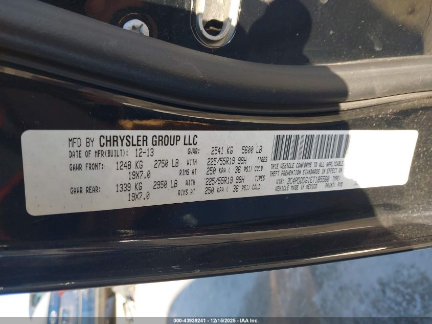 2014 Dodge Journey Limited VIN: 3C4PDDDG1ET185560 Lot: 43939241