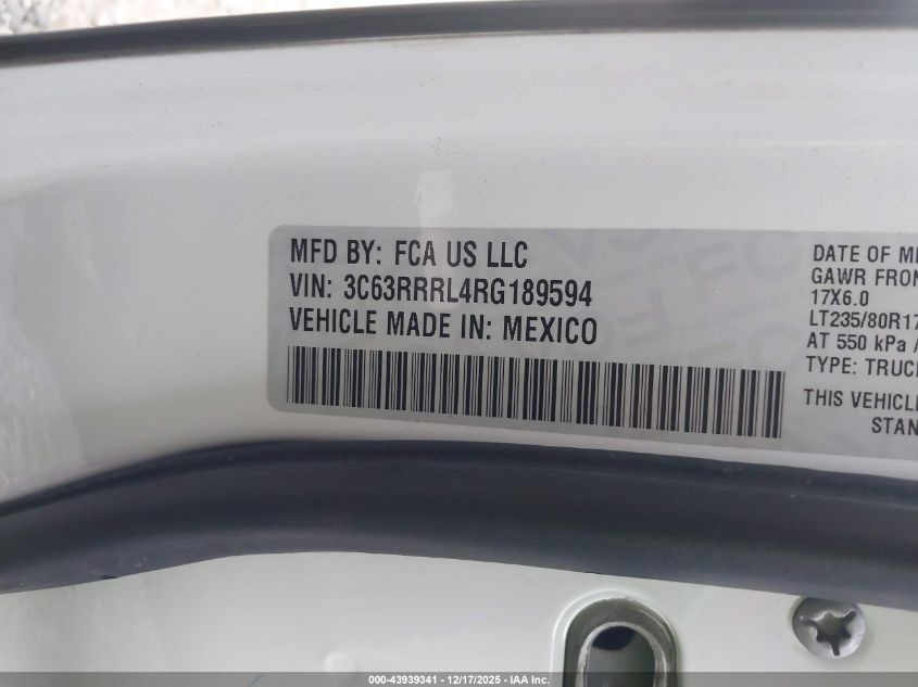 2024 Ram 3500 Limited 4X4 8' Box VIN: 3C63RRRL4RG189594 Lot: 43939341
