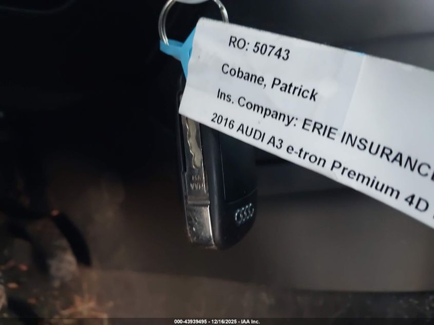 2016 Audi A3 E-Tron 1.4T Premium VIN: WAUUPBFF0GA091891 Lot: 43939495