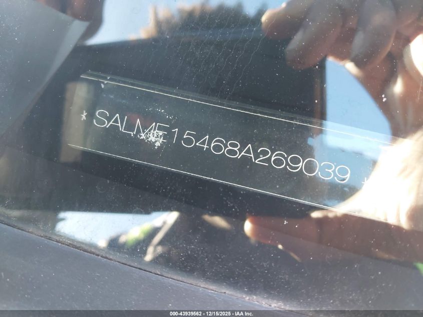 2008 Land Rover Range Rover Hse VIN: SALME15468A269039 Lot: 43939562