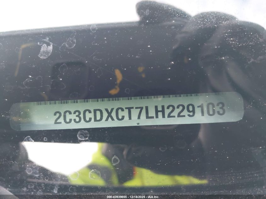 2020 Dodge Charger R/T Rwd VIN: 2C3CDXCT7LH229103 Lot: 43939855