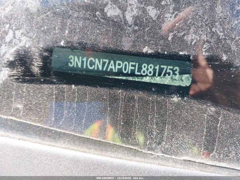 2015 Nissan Versa 1.6 S+ VIN: 3N1CN7AP0FL881753 Lot: 43939897