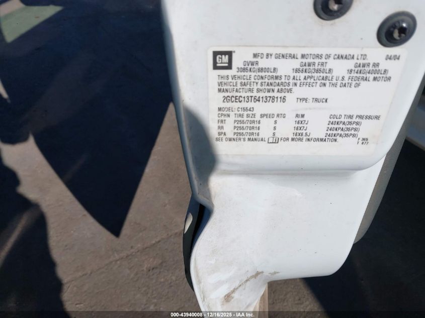 2004 Chevrolet Silverado 1500 Ls VIN: 2GCEC13T641378116 Lot: 43940008