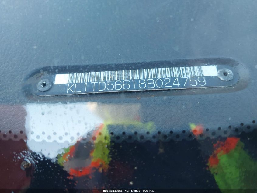 2008 Chevrolet Aveo Ls VIN: KL1TD56618B024759 Lot: 43940065