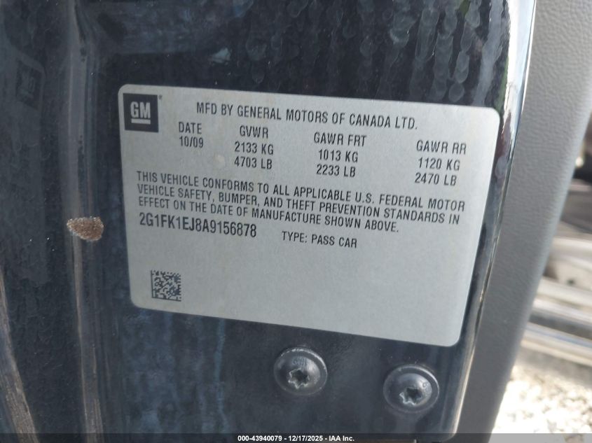 2010 Chevrolet Camaro 2Ss VIN: 2G1FK1EJ8A9156878 Lot: 43940079